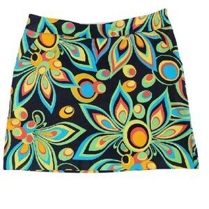 Loudmouth Ladies Black-Blue-Yellow-Green Golf Skort Size 8 Three Pockets
